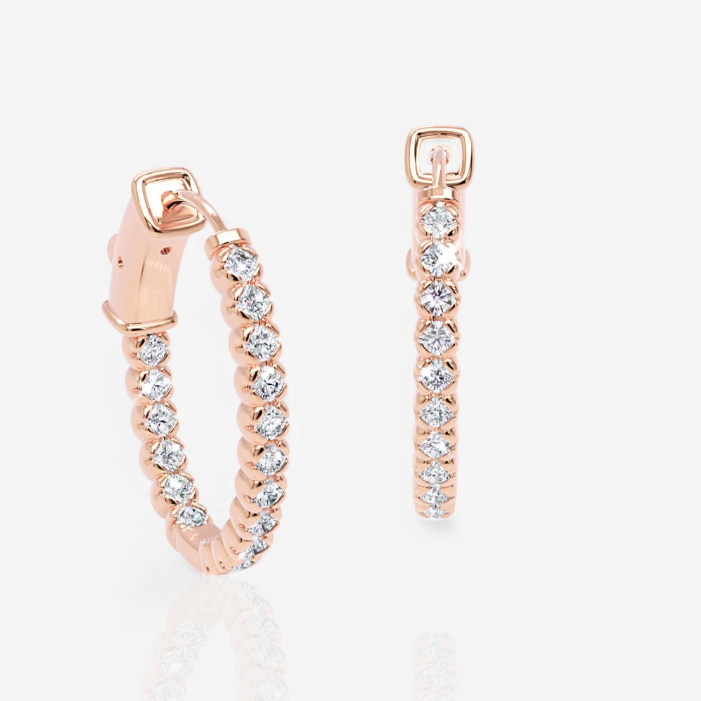 Oval-Shaped Lab Diamond Eternity Hoop Earrings, 1.0 Inch