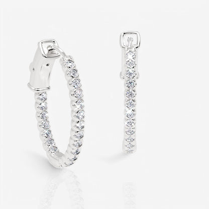 Oval-Shaped Lab Diamond Eternity Hoop Earrings, 1.0 Inch