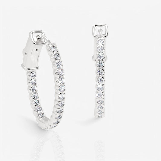 Oval-Shaped Lab Diamond Eternity Hoop Earrings, 1.0 Inch