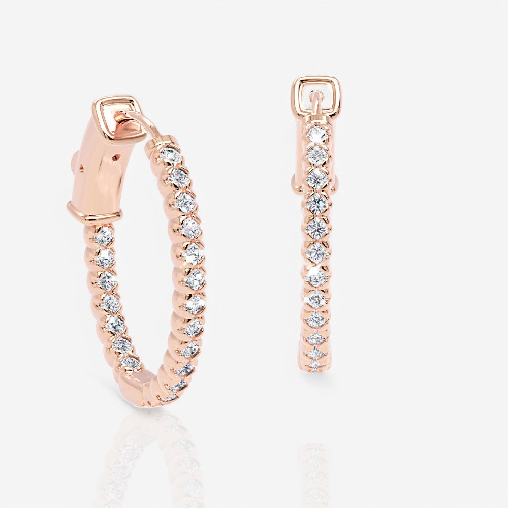 Oval-Shaped Lab Diamond Eternity Hoop Earrings, 1.0 Inch