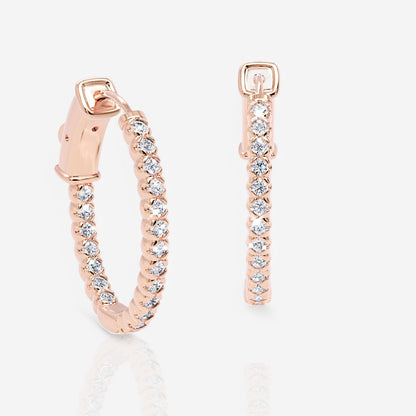 Oval-Shaped Lab Diamond Eternity Hoop Earrings, 1.0 Inch