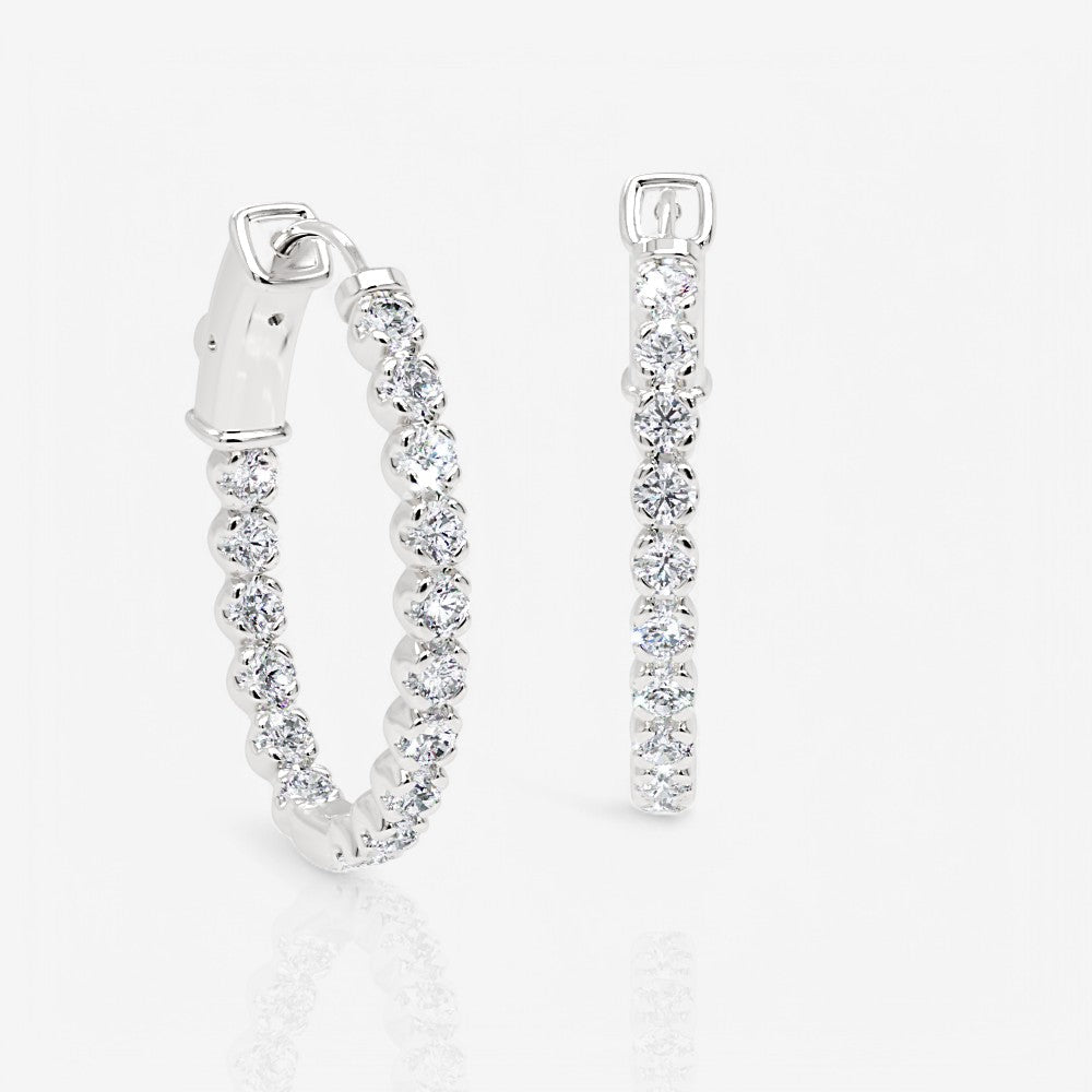 Oval-Shaped Lab Diamond Eternity Hoop Earrings, 1.0 Inch