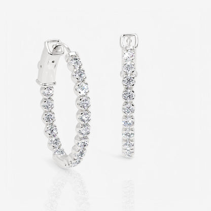 Oval-Shaped Lab Diamond Eternity Hoop Earrings, 1.0 Inch