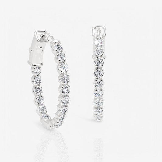 Oval-Shaped Lab Diamond Eternity Hoop Earrings, 1.0 Inch