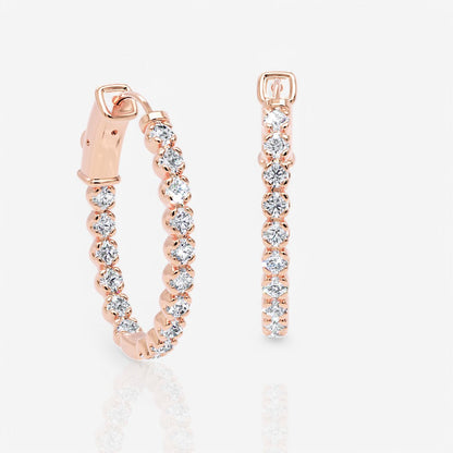 Oval-Shaped Lab Diamond Eternity Hoop Earrings, 1.0 Inch