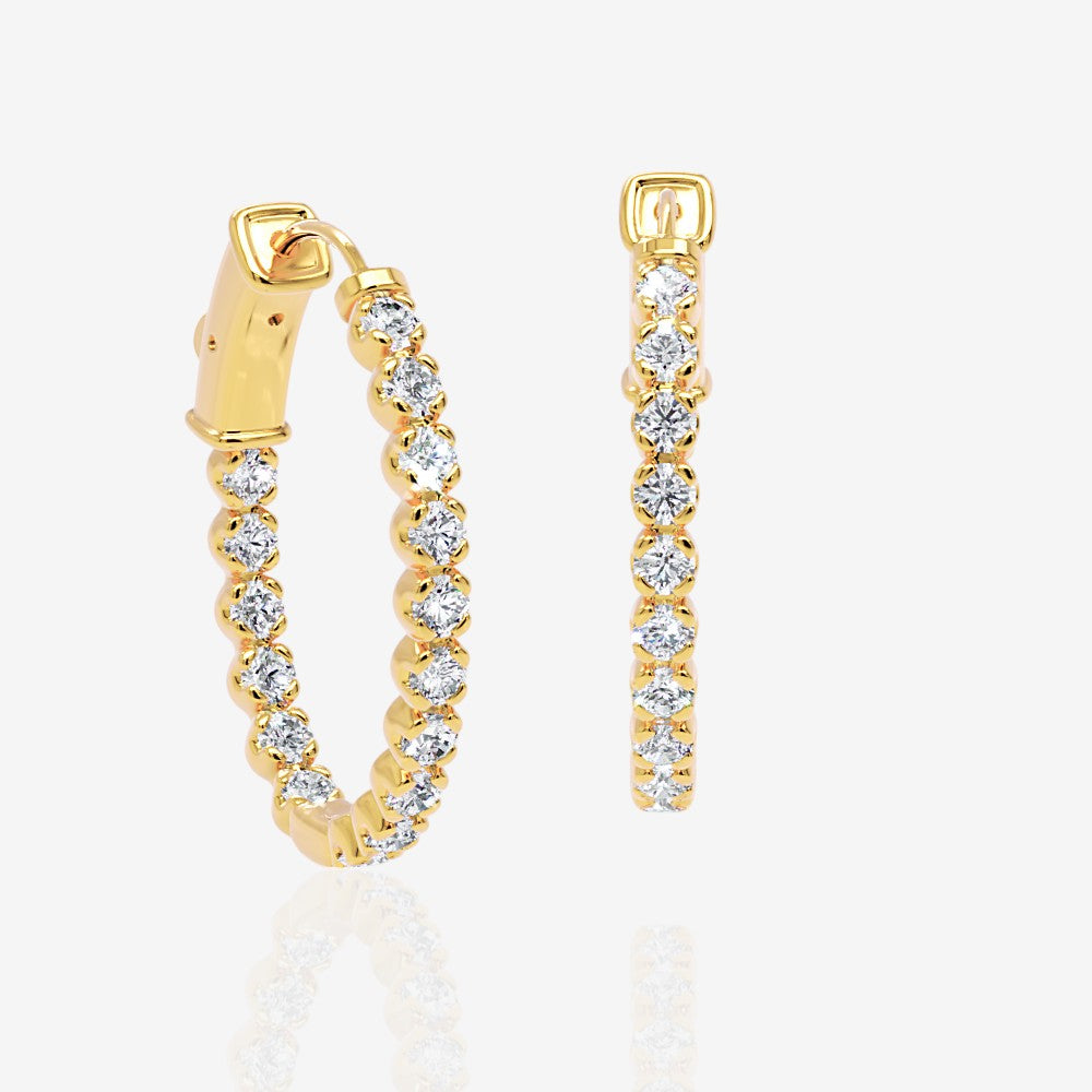 Oval-Shaped Lab Diamond Eternity Hoop Earrings, 1.0 Inch