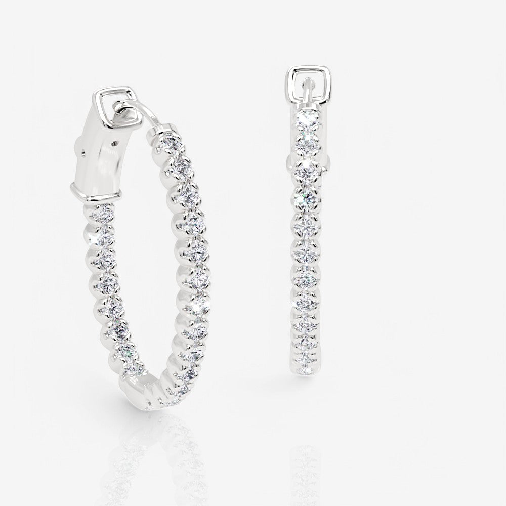 Oval-Shaped Lab Diamond Eternity Hoop Earrings, 1.0 Inch