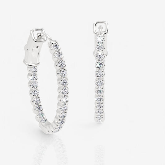 Oval-Shaped Lab Diamond Eternity Hoop Earrings, 1.0 Inch