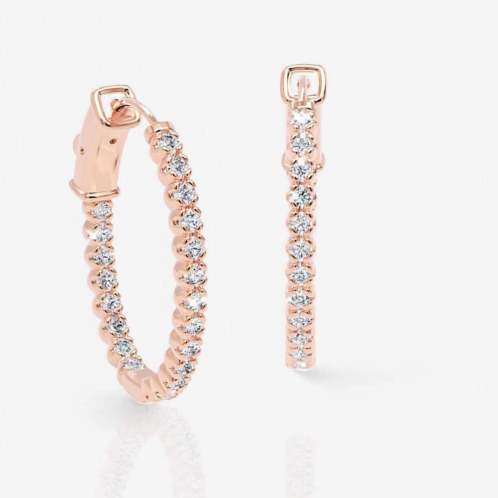 Oval-Shaped Lab Diamond Eternity Hoop Earrings, 1.0 Inch