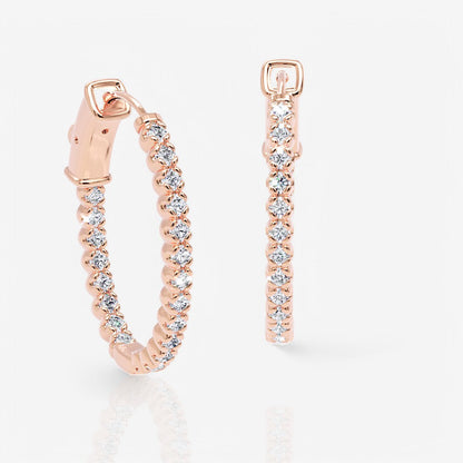 Oval-Shaped Lab Diamond Eternity Hoop Earrings, 1.0 Inch