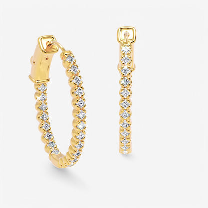Oval-Shaped Lab Diamond Eternity Hoop Earrings, 1.0 Inch