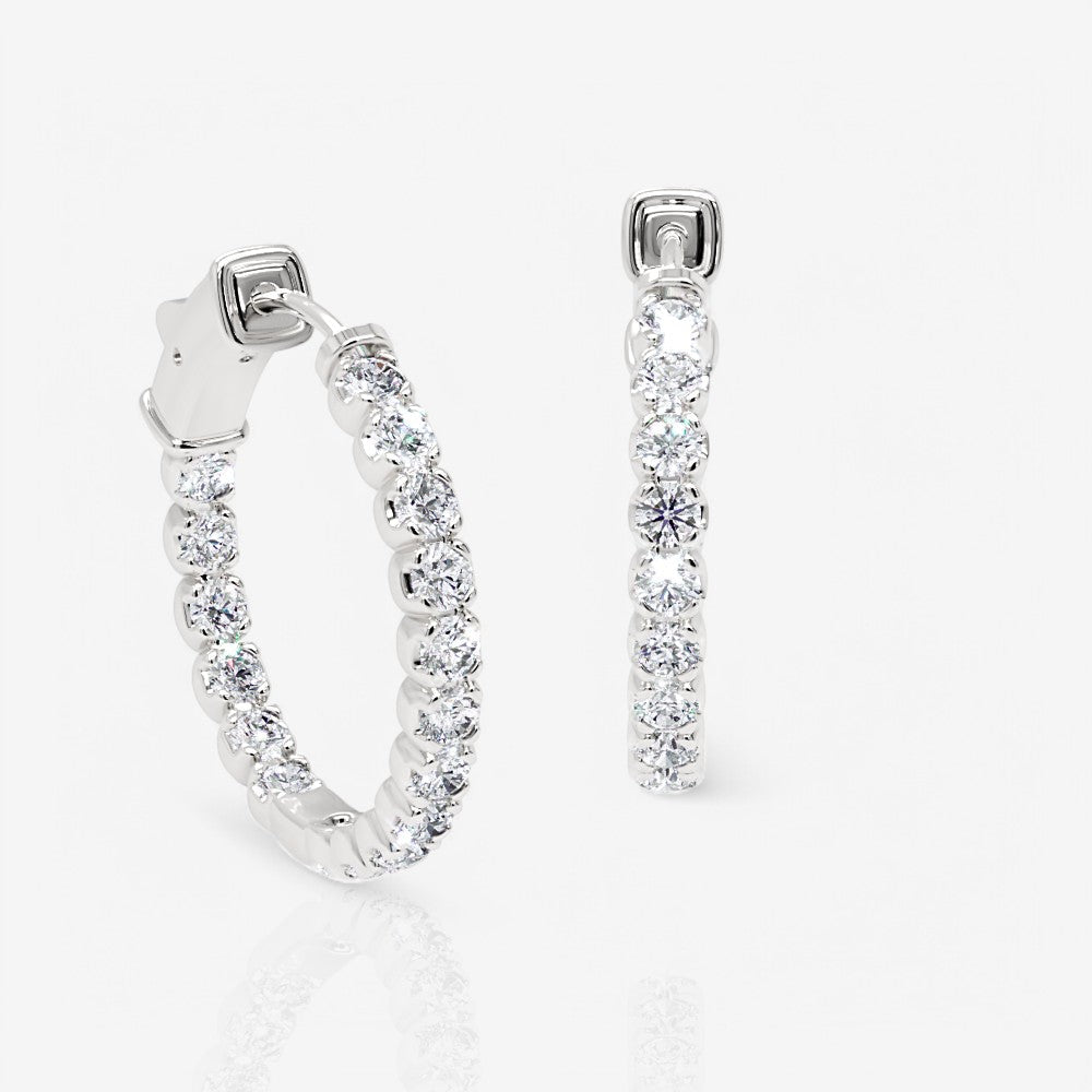 Inside Out Lab-Grown Diamond Round Hoop Earrings, 0.75 Inch