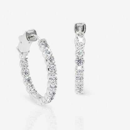 Inside Out Lab-Grown Diamond Round Hoop Earrings, 0.75 Inch