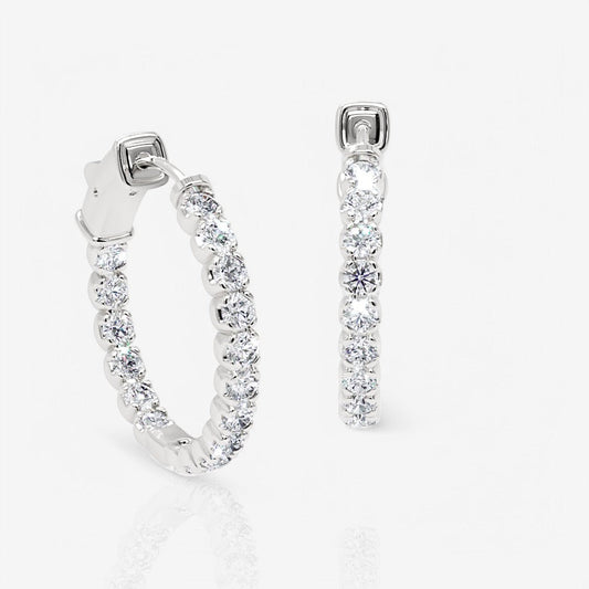 Inside Out Lab-Grown Diamond Round Hoop Earrings, 0.75 Inch