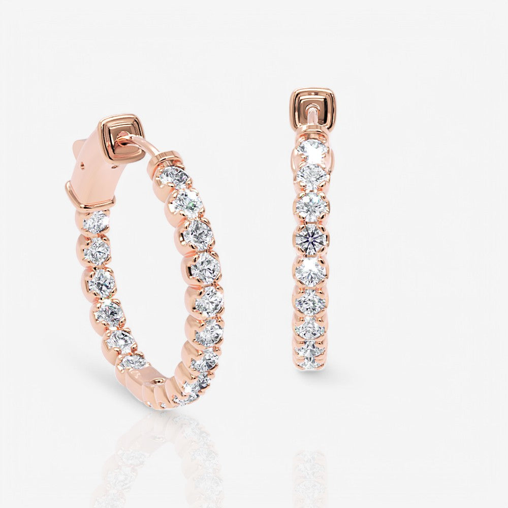 Inside Out Lab-Grown Diamond Round Hoop Earrings, 0.75 Inch