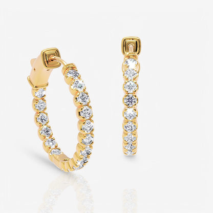 Inside Out Lab-Grown Diamond Round Hoop Earrings, 0.75 Inch