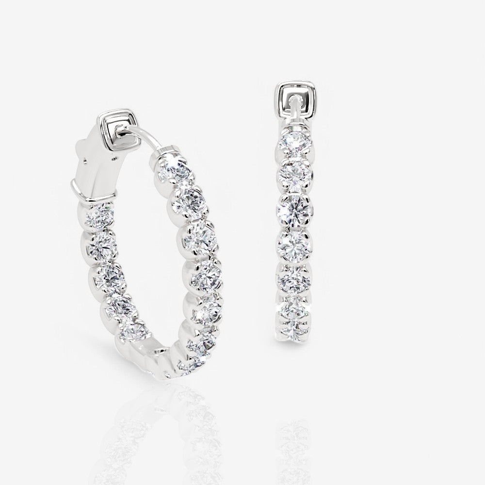Inside Out Lab-Grown Diamond Round Hoop Earrings, 0.75 Inch