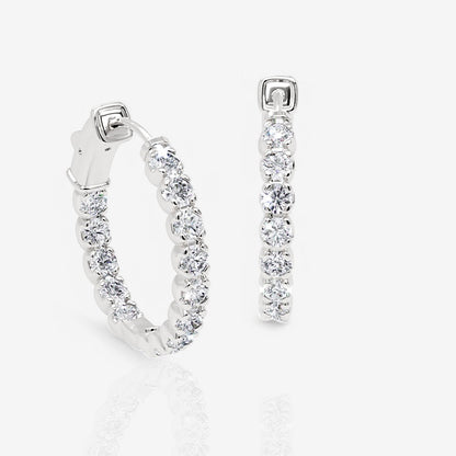 Inside Out Lab-Grown Diamond Round Hoop Earrings, 0.75 Inch