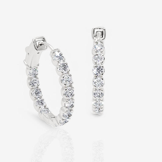 Inside Out Lab-Grown Diamond Round Hoop Earrings, 0.75 Inch