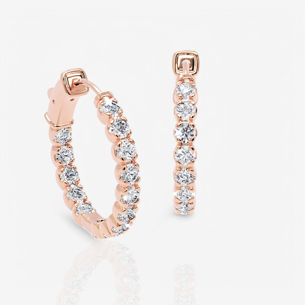 Inside Out Lab-Grown Diamond Round Hoop Earrings, 0.75 Inch
