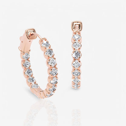 Inside Out Lab-Grown Diamond Round Hoop Earrings, 0.75 Inch