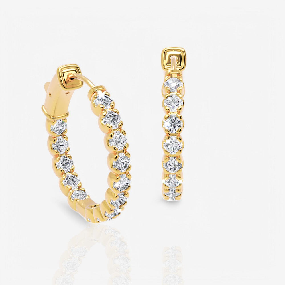 Inside Out Lab-Grown Diamond Round Hoop Earrings, 0.75 Inch