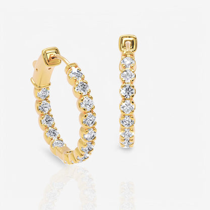 Inside Out Lab-Grown Diamond Round Hoop Earrings, 0.75 Inch