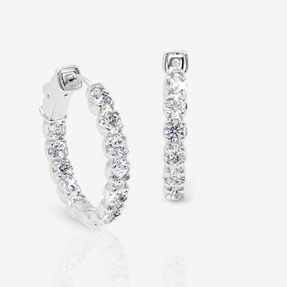 Inside Out Lab-Grown Diamond Round Hoop Earrings, 0.75 Inch
