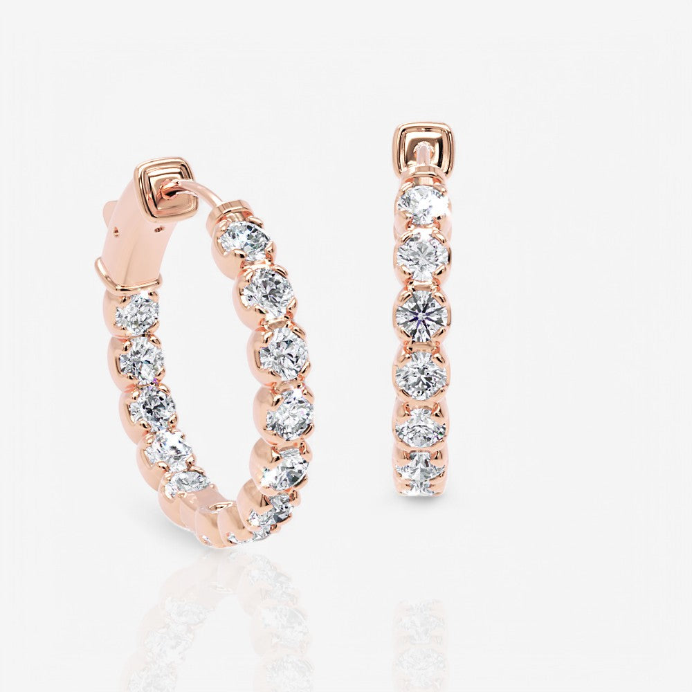 Inside Out Lab-Grown Diamond Round Hoop Earrings, 0.75 Inch
