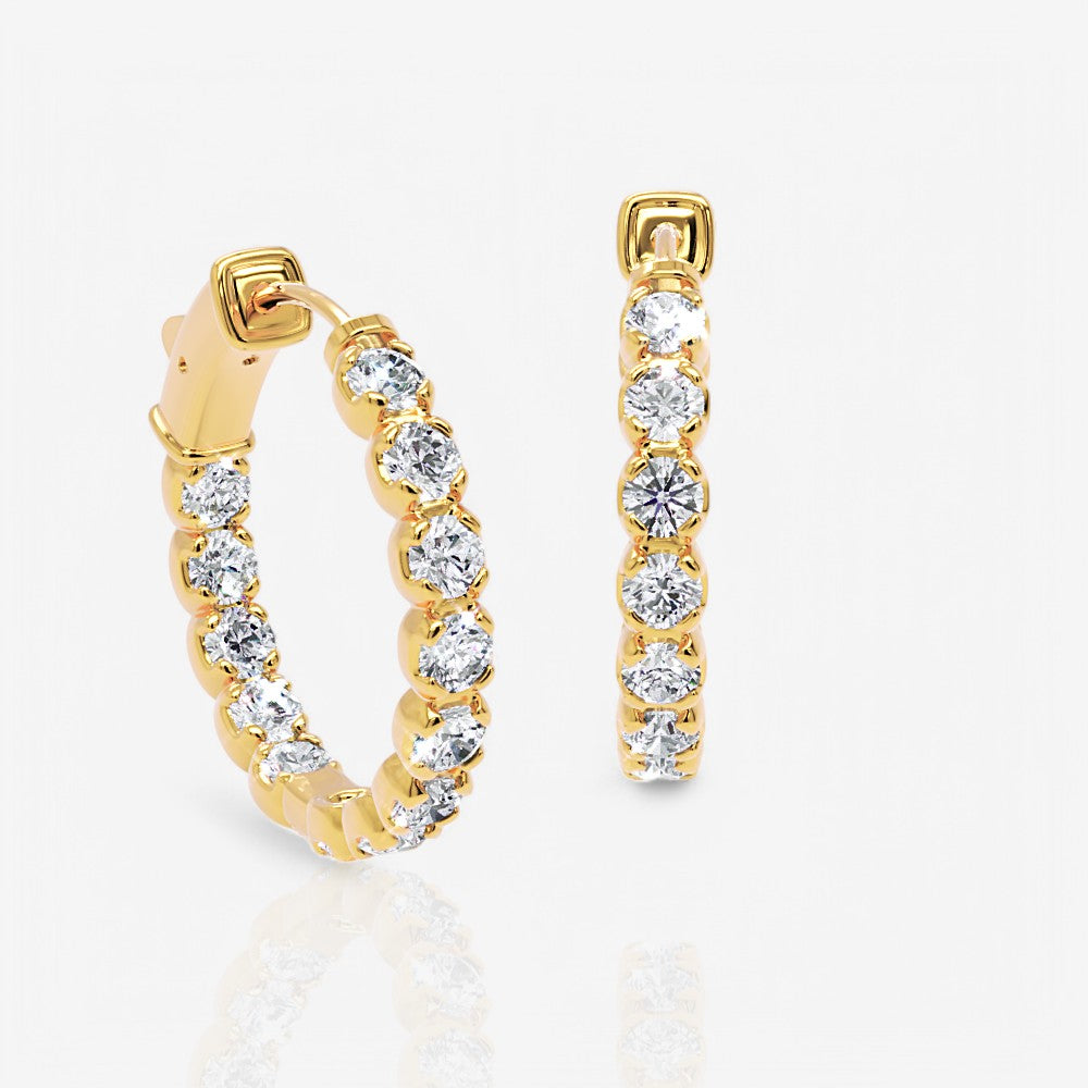 Inside Out Lab-Grown Diamond Round Hoop Earrings, 0.75 Inch