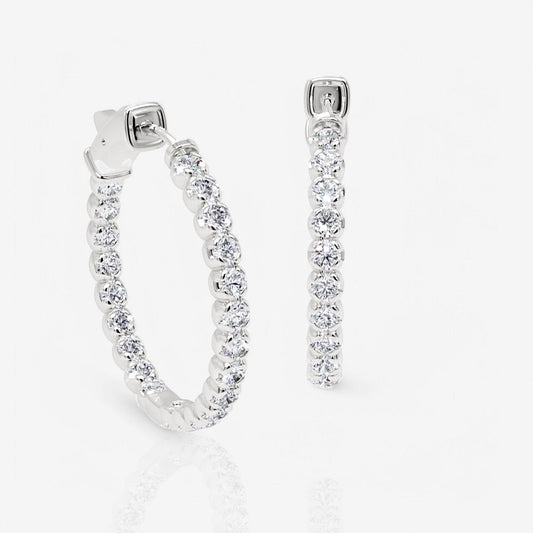 Inside Out Lab-Grown Diamond Round Hoop Earrings, 1.00 Inch