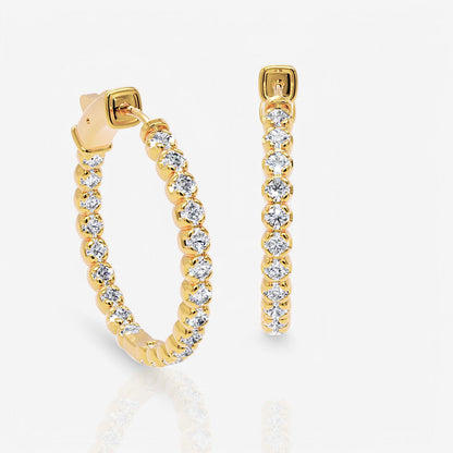Inside Out Lab-Grown Diamond Round Hoop Earrings, 1.00 Inch