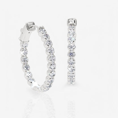 Inside Out Lab-Grown Diamond Round Hoop Earrings, 1.00 Inch