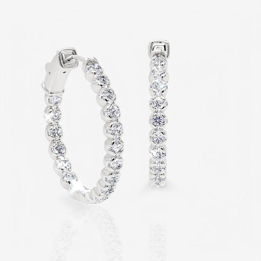 Inside Out Lab-Grown Diamond Round Hoop Earrings, 1.00 Inch