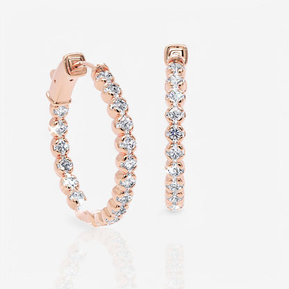 Inside Out Lab-Grown Diamond Round Hoop Earrings, 1.00 Inch