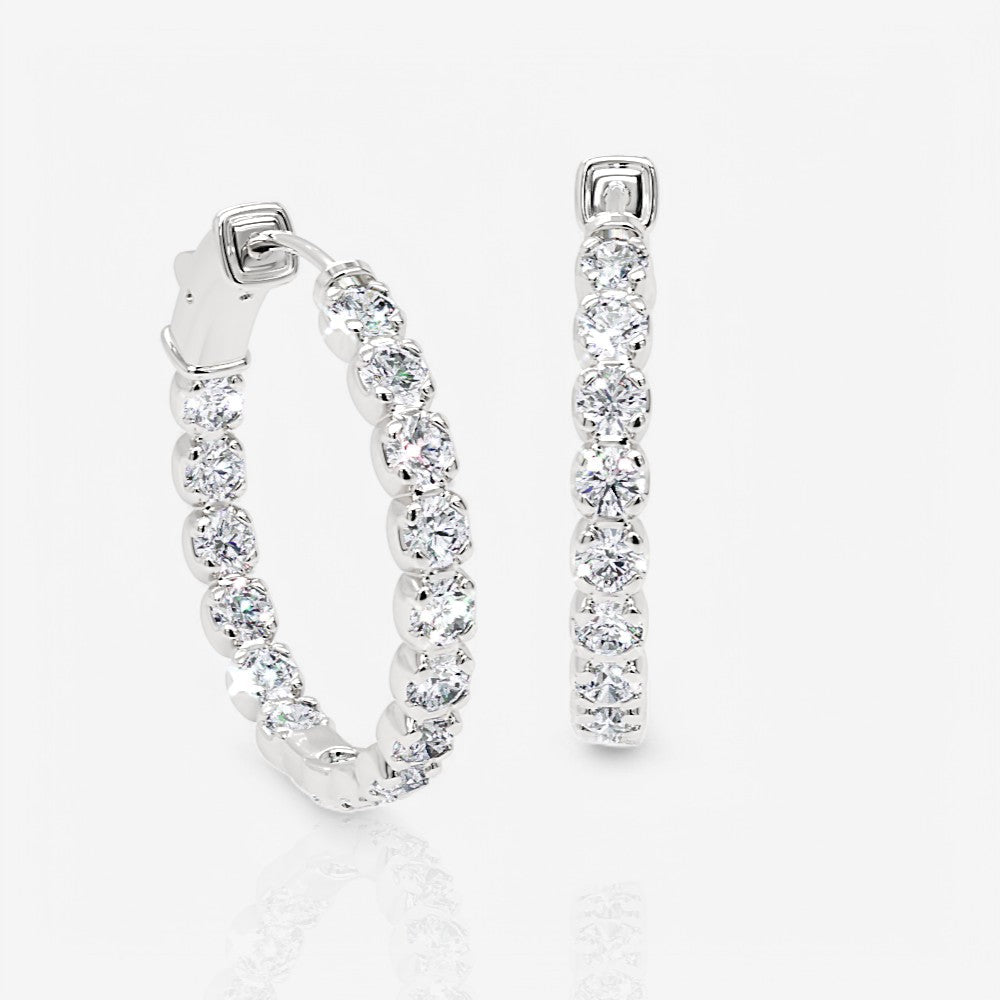 Inside Out Lab-Grown Diamond Round Hoop Earrings, 1.00 Inch