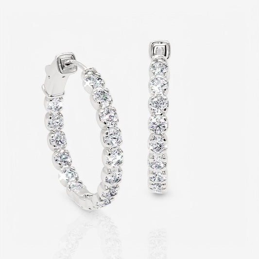 Inside Out Lab-Grown Diamond Round Hoop Earrings, 1.00 Inch