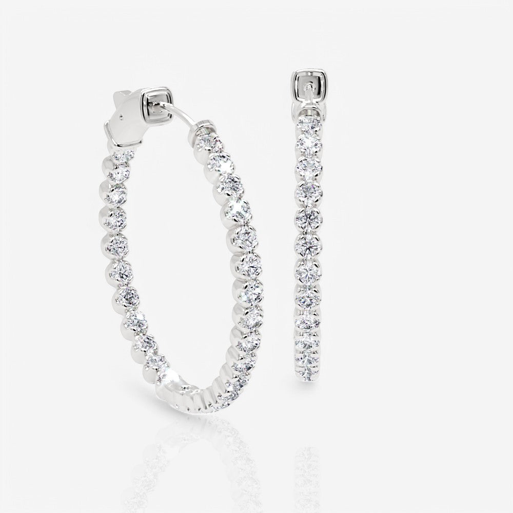 Inside Out Lab-Grown Diamond Round Hoop Earrings, 1.25 Inch