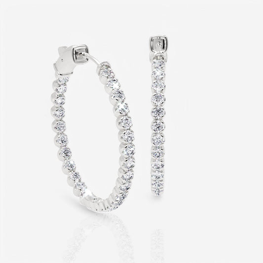 Inside Out Lab-Grown Diamond Round Hoop Earrings, 1.25 Inch