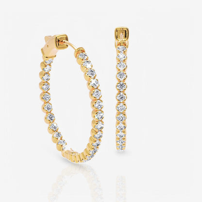 Inside Out Lab-Grown Diamond Round Hoop Earrings, 1.25 Inch