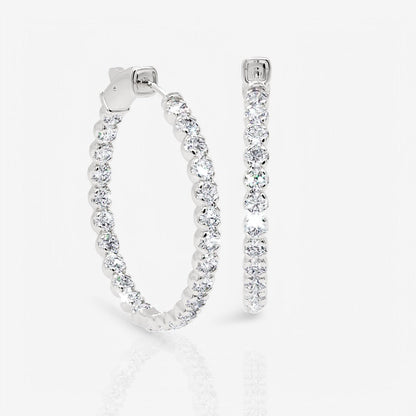 Inside Out Lab-Grown Diamond Round Hoop Earrings, 1.25 Inch