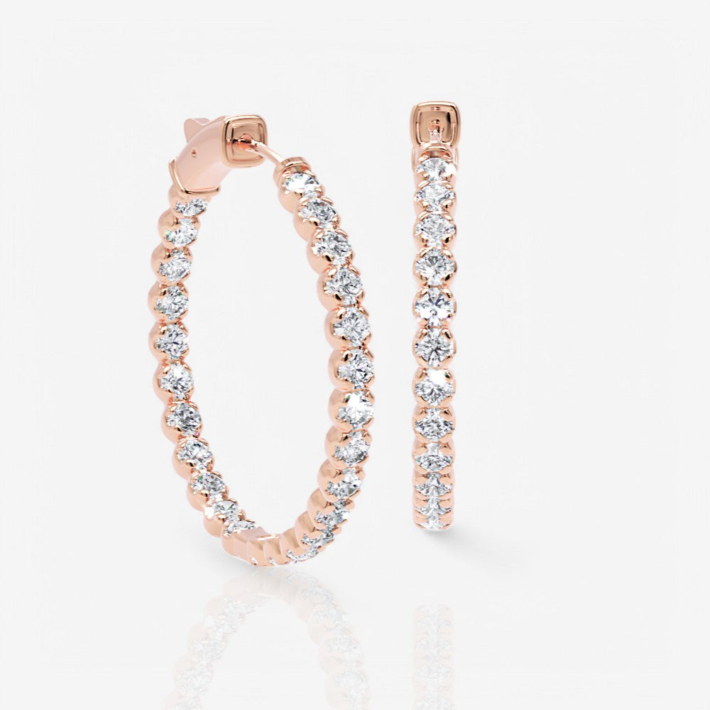 Inside Out Lab-Grown Diamond Round Hoop Earrings, 1.25 Inch