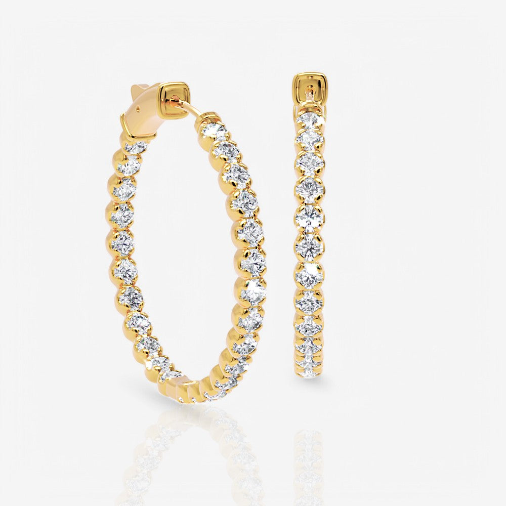 Inside Out Lab-Grown Diamond Round Hoop Earrings, 1.25 Inch
