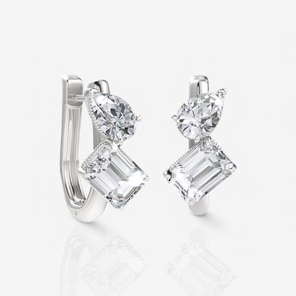 Toi et Moi Pear & Emerald Cut Lab-Grown Diamond Huggie Hoop Earrings