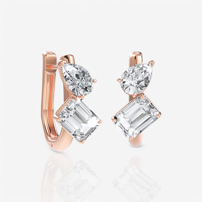 Toi et Moi Pear & Emerald Cut Lab-Grown Diamond Huggie Hoop Earrings