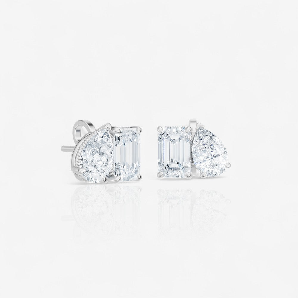 Toi et Moi Pear & Emerald Cut Lab-Grown Diamond Stud Earrings