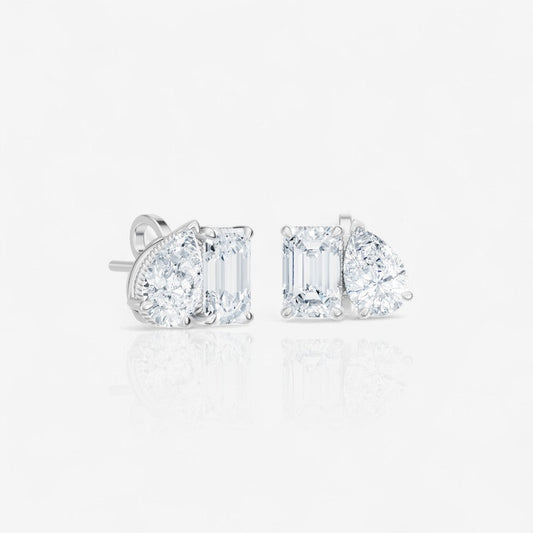 Toi et Moi Pear & Emerald Cut Lab-Grown Diamond Stud Earrings