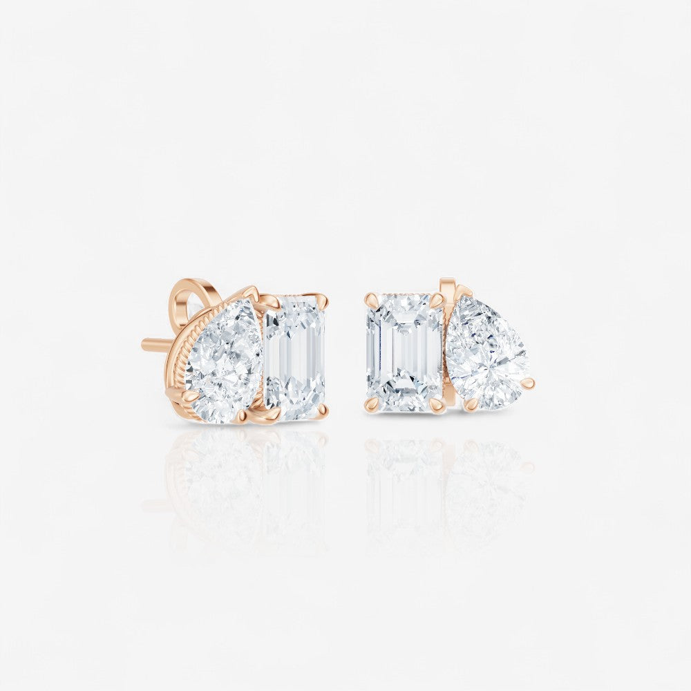 Toi et Moi Pear & Emerald Cut Lab-Grown Diamond Stud Earrings