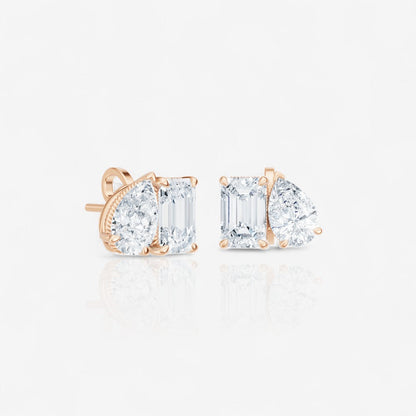 Toi et Moi Pear & Emerald Cut Lab-Grown Diamond Stud Earrings