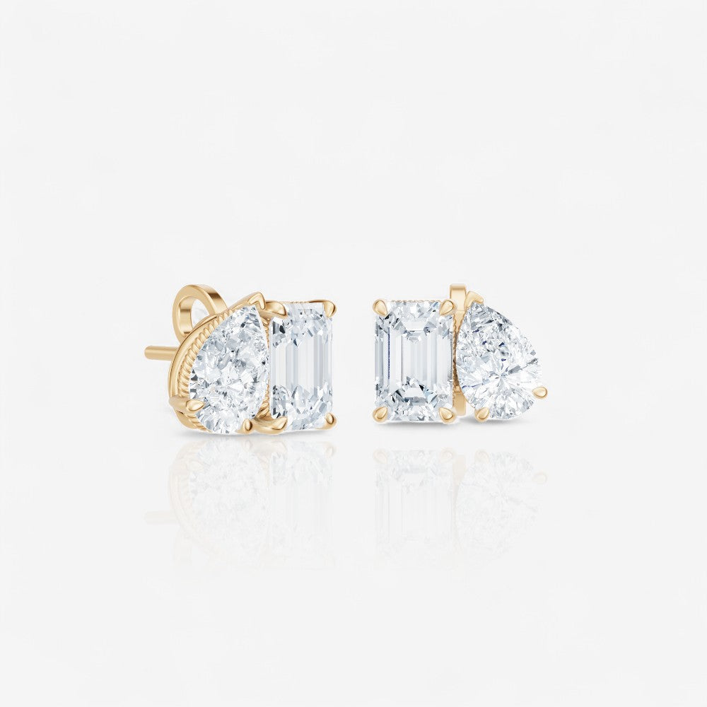 Toi et Moi Pear & Emerald Cut Lab-Grown Diamond Stud Earrings